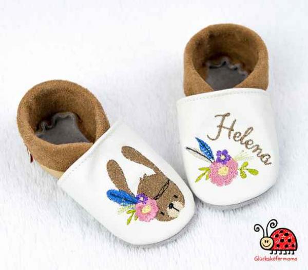 Krabbelschuhe "Boho-Hase"